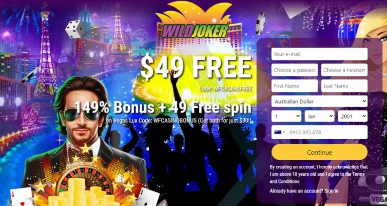 Pruebe WildJoker Casino hoy y obtenga un bono sin depósito de $ 49